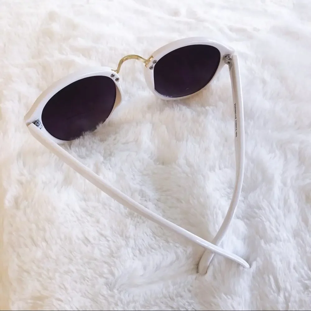 Mya White Round Fashion Sunglasses